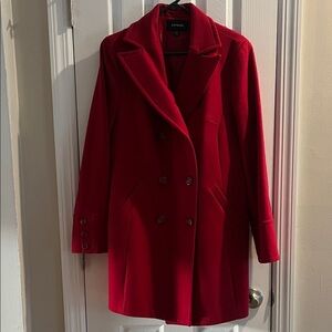Express Women's Vibrant Red Pea Coat